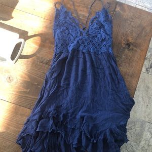Free people Adella navy blue slip dress M
